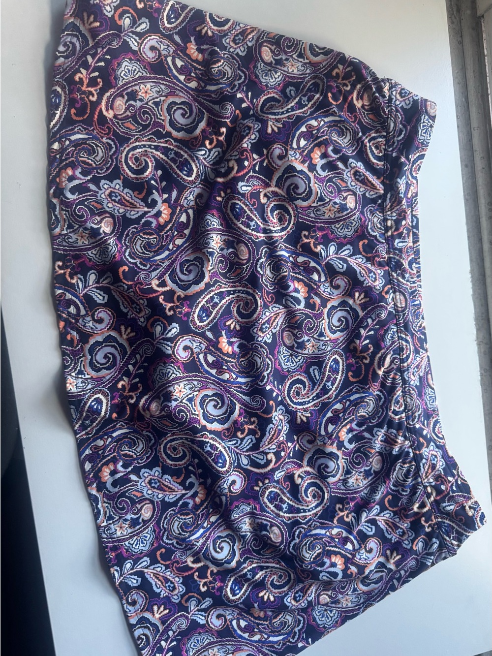 Lands' End Navy and Purple Paisley Mini Skirt